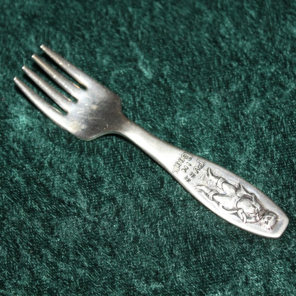 Antique Puss in Boots Baby Fork, Silverplate by Regal Silver Co